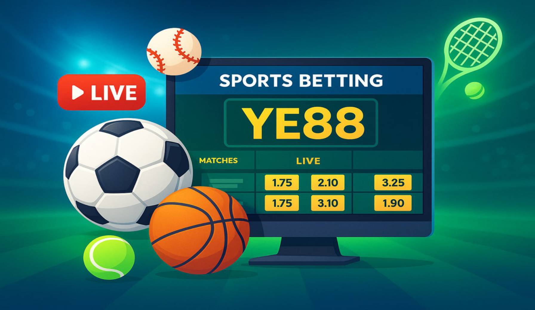 Apostas esportivas no cassino online YE88